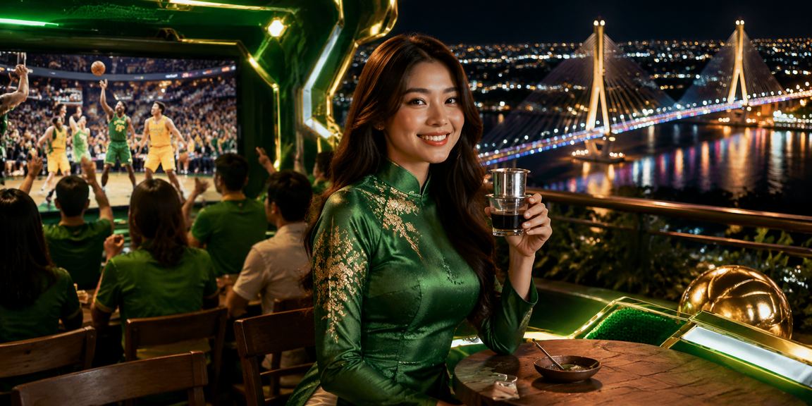 Người phụ nữ mặc áo dài tại Cần Thơ theo dõi kết quả cá cược bóng rổ trực tuyến
