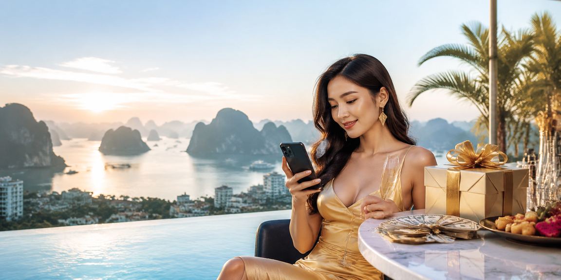 Người dùng Việt Nam chơi casino trên điện thoại tại Vịnh Hạ Long